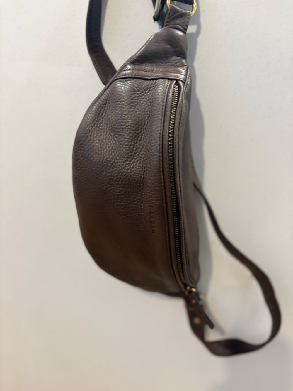 MANDRN Brown Leather Crossbody Sling Bag